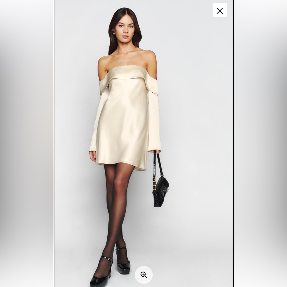 Reformation | Maves Dress Off-Shoulder in Off-White Cream Almond Size XS